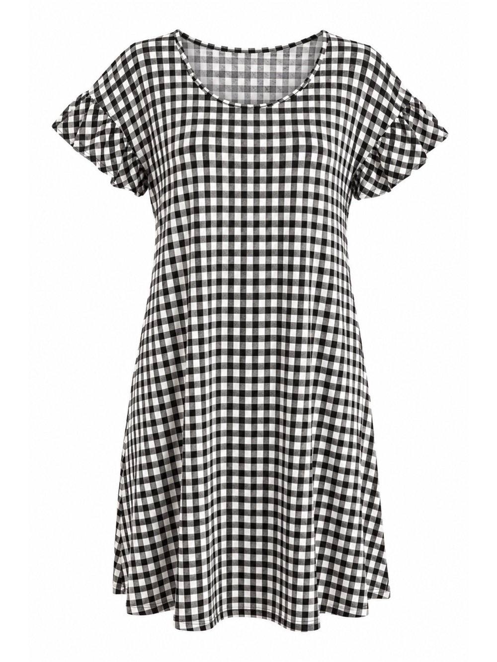 Tabitha Webb Black & White Gingham Print Short Sleeve Shift Dress Womens Size 12